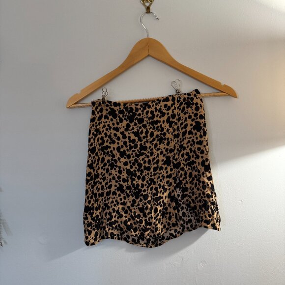 Reformation Margot Skirt Bengal Leopard Brown Mini Slit Size 0 - Picture 2 of 6